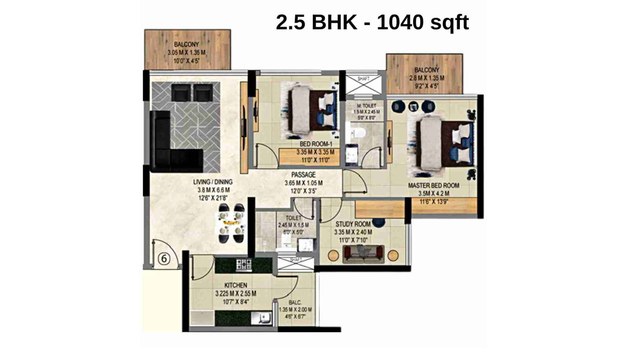 9PBR-Floor-Plan-B1-2.5-BHK-1040-sqft