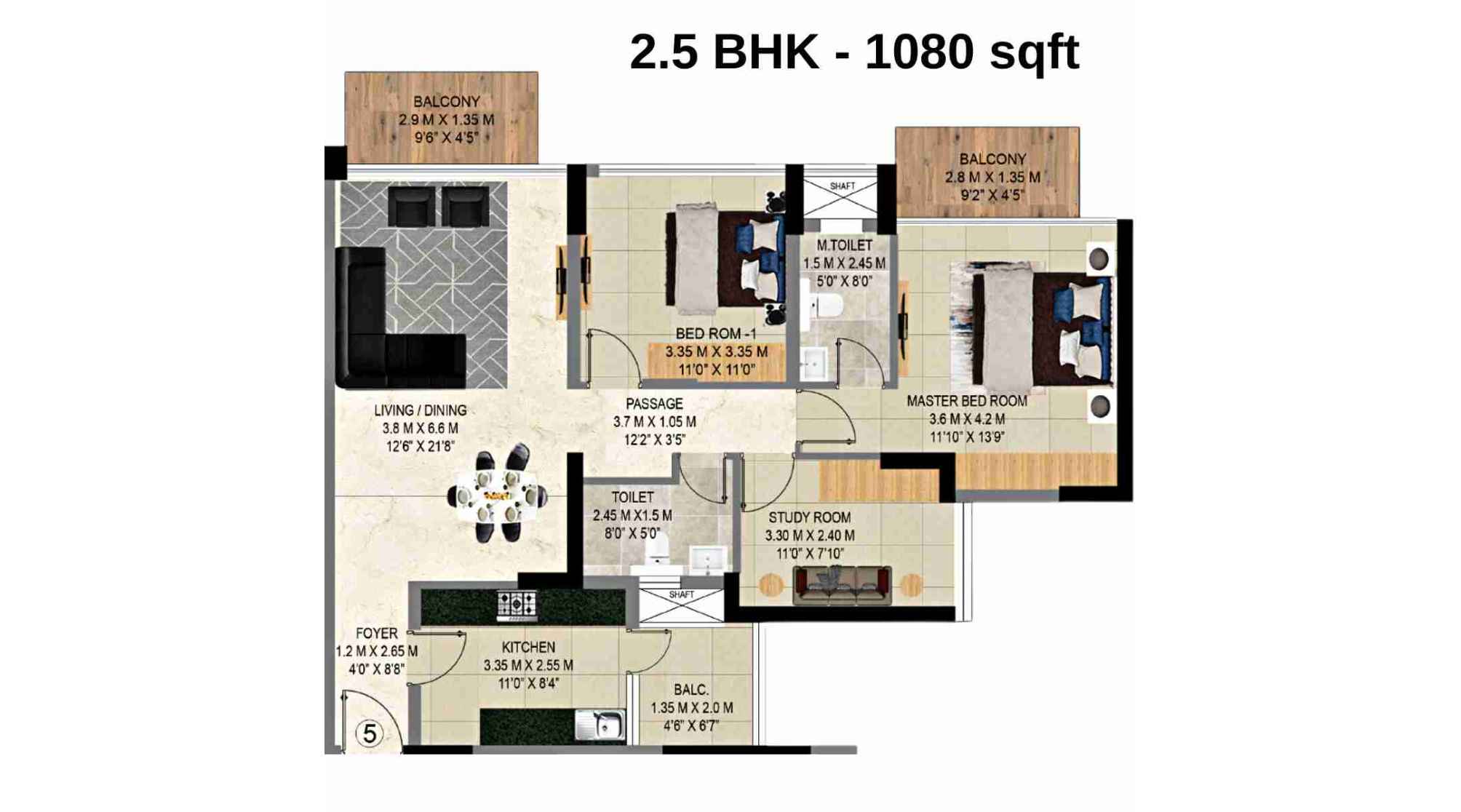 9PBR-Floor-Plan-B2-2.5-BHK-1080-sqft