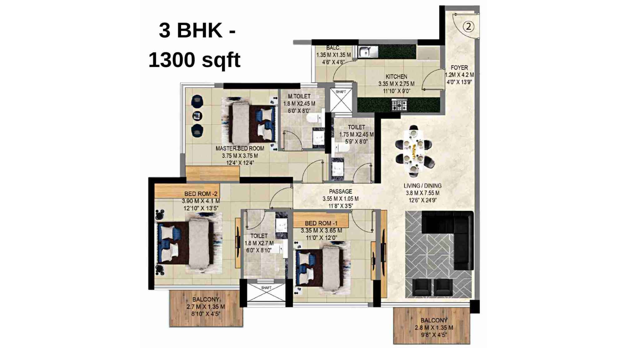 9PBR-Floor-Plan-B2-3-BHK-1300-sqft