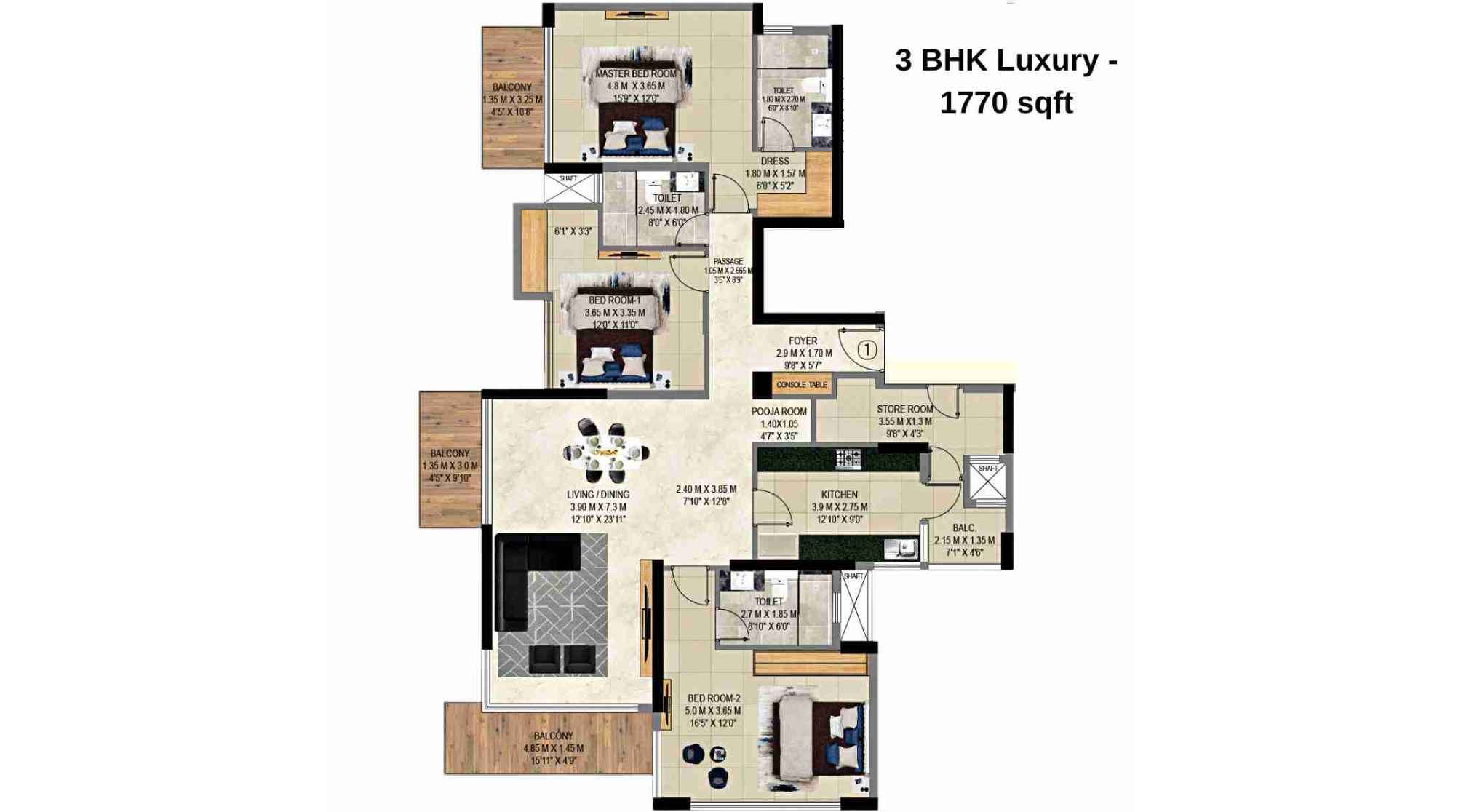 9PBR-Floor-Plan-C1-3-BHK-Luxury-1770-Sqft