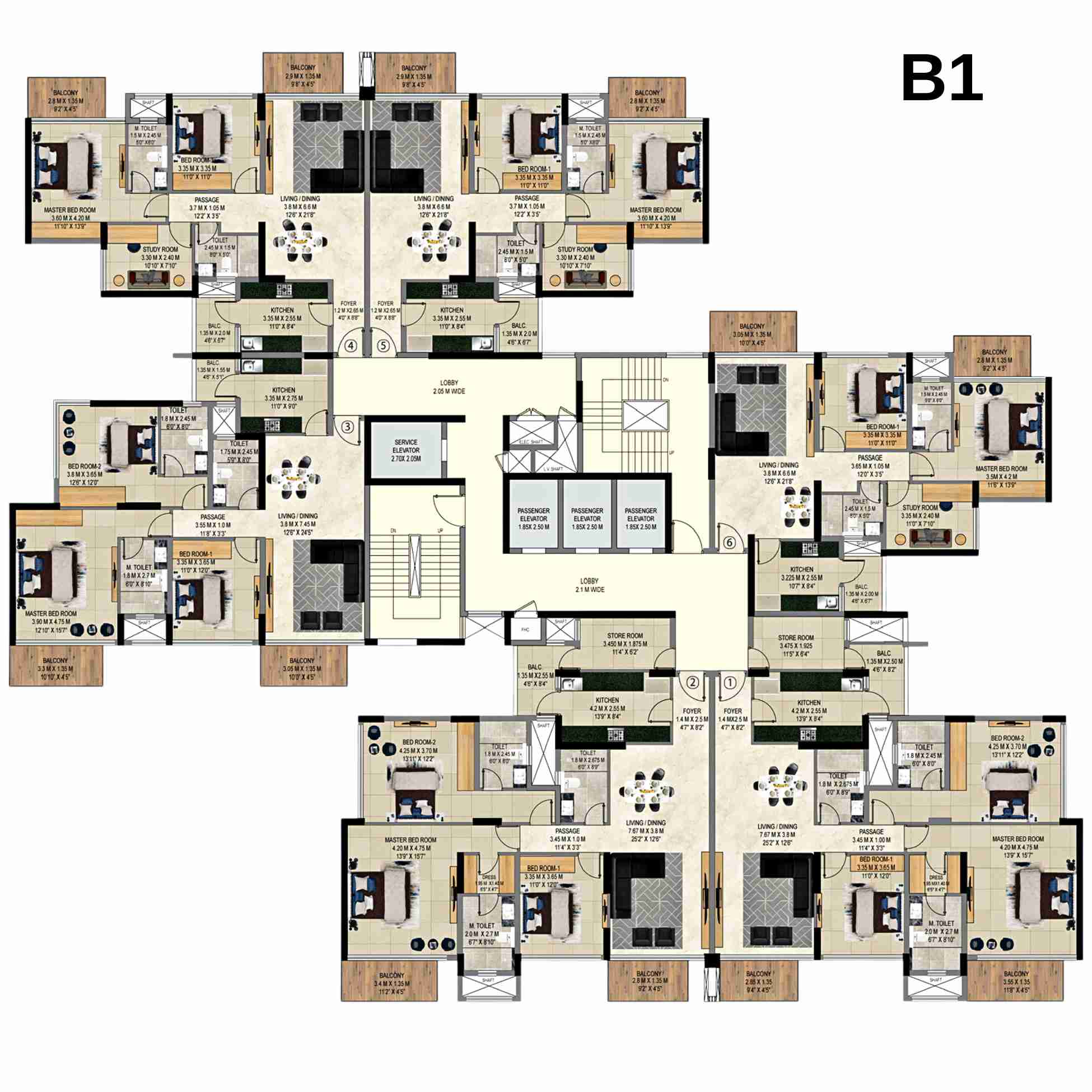 9PBR-Floor-Plan-B1-3-BHK-Luxury-1560-sqft