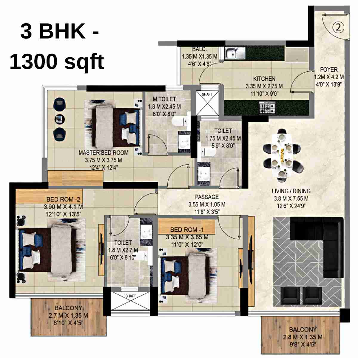 9PBR-Floor-Plan-B2-3-BHK-1300-sqft